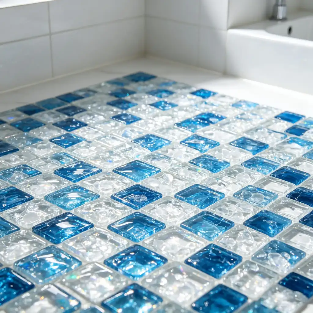 Luxury hotel lobby & bathroom glass mosaic real scene effect