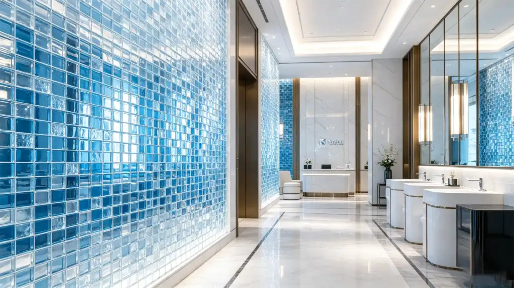 Luxury hotel lobby & bathroom glass mosaic real scene effect