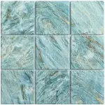 Ocean blue ceramic mosaic tile sample