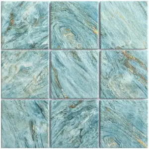 Ocean blue ceramic mosaic tile sample