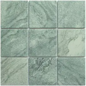 Green natural stone effect ceramic mosaic tile sample