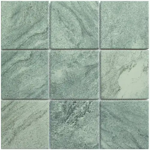 Green natural stone effect ceramic mosaic tile sample